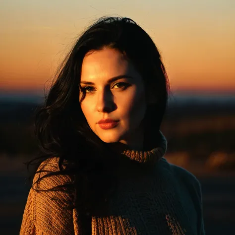 <lora:add-detail-xl:3>
sunset  female  mysterious  spotlight  cool  Photograph of  analog photo, silhouette, spotlight, close up portrait, a beautiful 35 years old european woman, pale skin, highly detailed face, highly detailed skin, long black hair,  sed...