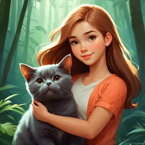 by Lois van Baarle, by Jane Newland, by Phuoc Hoai Nguyen, cute 18 year old woman and her pet,  digital painting, photo