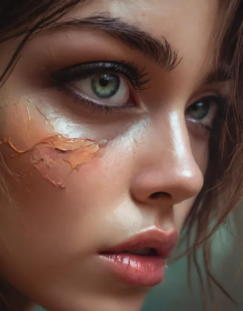 photography and digital painting mashup, close-up woman eye in style of Henry Asencio