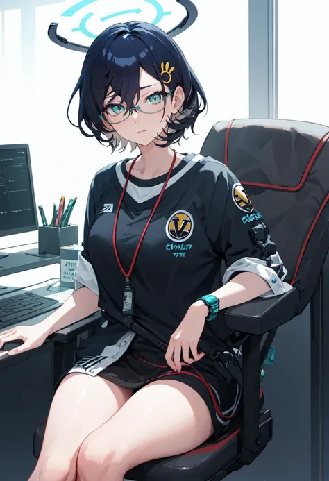 (safe:1.10), best quality, masterpiece, highres, solo, (chihiro_bluearchive:1.10), sitting, sitting on chair, chair, cowboy shot, looking at viewer, 34 <lora:chihiro_bluearchive:0.80>