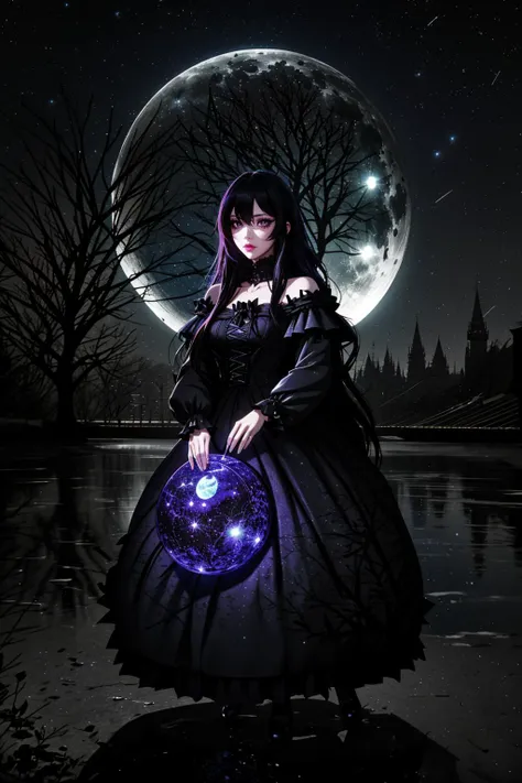 ((Masterpiece, best quality)), edgQuality,night, (dark environment)
GothGal, a woman with long hair and a dress posing for a picture next to a tree, woman wearing a GothGal outfit, dark, night,moon,stars
<lora:edgGothGal_MINI:1> <lora:DarkIncursioStyle:1>