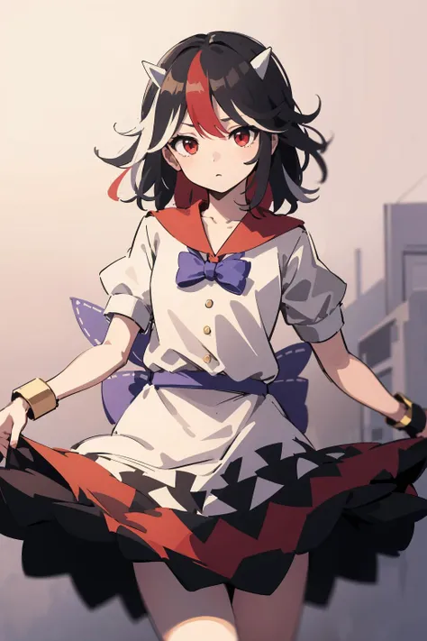 anime girl in a short skirt and a white shirt with a red bow