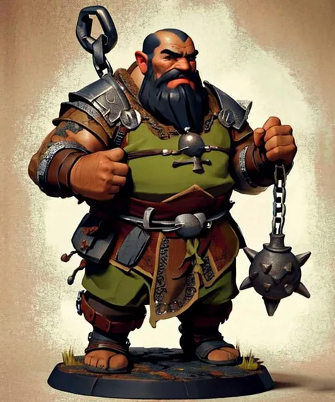 wjqflail full figure, dwarf cleric, intricate and detailed, chains, <lora:wjqflail-15:0.7>