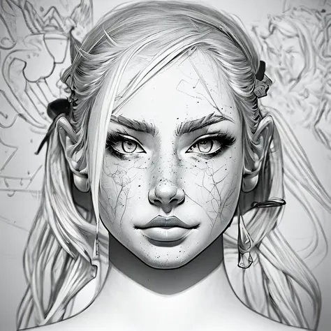 <lora:linebaby:1>lineart:2((best quality)), ((masterpiece)), (detailed), (realistic), girl,   abstract, vincent van gogh, guerni...