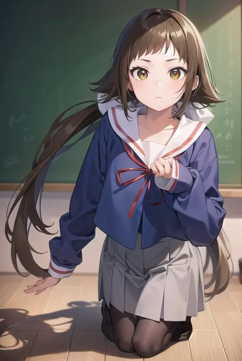 mashiromitsumine, <lyco:mashiromitsumine-lyco-nochekaiser:1>,
mashiro mitsumine, (brown eyes:1.5), brown hair, ponytail, (flat chest:1.2),
BREAK grey skirt, long sleeves, neck ribbon, red ribbon, ribbon, sailor collar, school uniform, skirt, white sailor c...