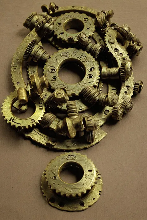 <lora:bronze:1> bronze gears