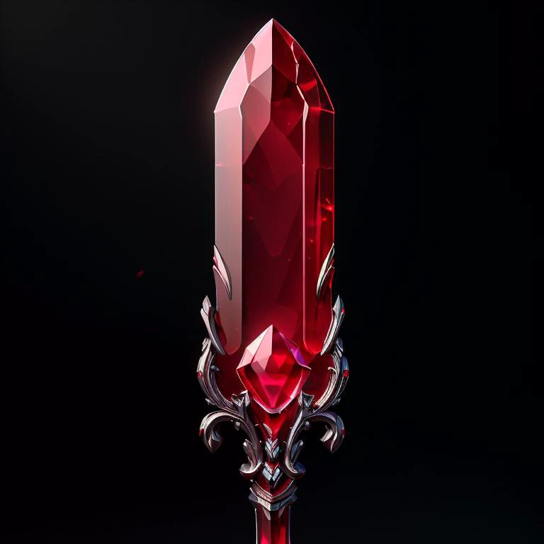 <lora:GemTech-22:0.8>, gemtech , scifi, internal reflections , transparent, inner details   , ruby , 
(sword:1.1)  <lora:Pecha_Swords_LORA_V1.2:0.5> sword,  game asset, (simple background:1.1), blurry background,