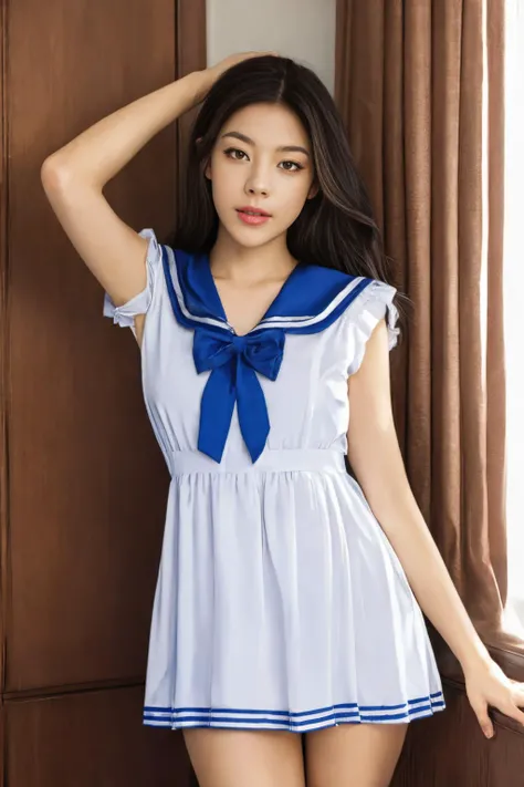 masterpiece, Best quality, masterpiece, ultra high res, (photorealistic:1.4), raw photo, 1girl, sailor dress,