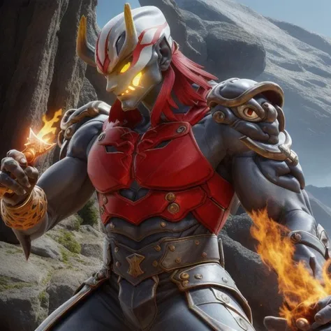 1boy, glowing eyes, full armor, shoulder armor, red hair, (yoshimitsu helmet:1.1), horns, yoshimitsu weapon, holding sword,
looking at viewer, posing, flexing,

(medieval armor:1.2), D&D, fantasy, intricate, cinematic lighting, highly detailed, digital pai...