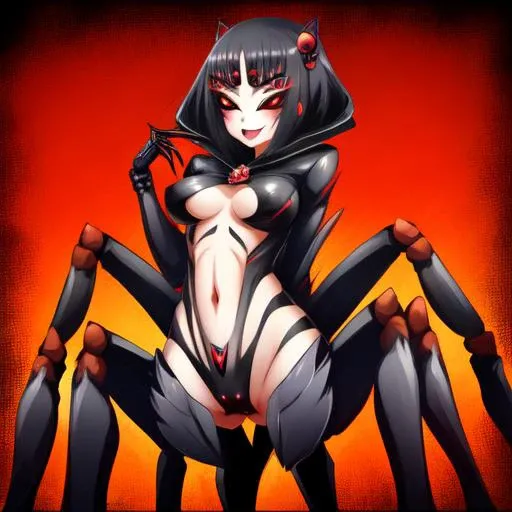 high detail anime style, anime, 1girl, woman, attractive, high resolution, extreme detail, pretty face,  standing, <lora:lottalewdsSpiderGirl_v1:1.5>, spider girl, drider, arthropod limbs:1.5, arthropod girl, spider legs, arachne, spider abdomen, arms,