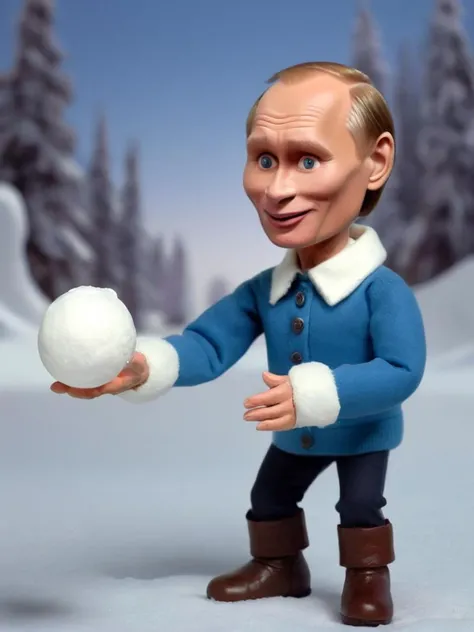 Vladmir Putin throwing a snowball <lora:SDXL-ClaymationX-Lora:0.9> ClaymationX