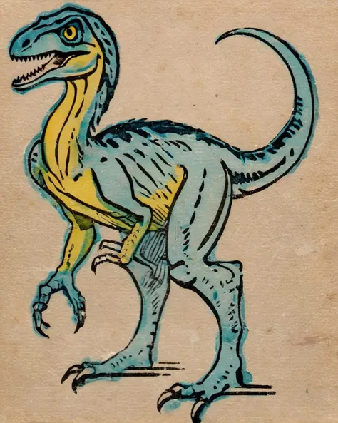 attractive Velociraptor, <lora:manucolgraf:1> manucolgraf, mcg