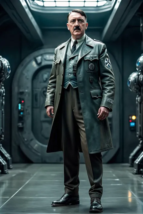 (Adolf Hitler), full body,  dynamic pose,  futuristic,  cybernetically enhanced,  cinematic,  ultra detailed,  intricate,  professional,  photorealistic,  photographic,  realistic,  realism,  35mm film,  dslr, neonpunk ,  cyberpunk style,  cyborg style