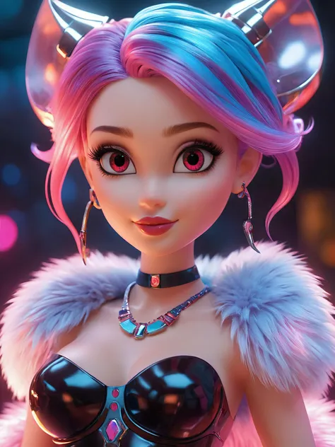 professional 3d model hologram of 3d fluffy ethereal fantasy concept art of neonpunk style long shot scenic professional photogr...