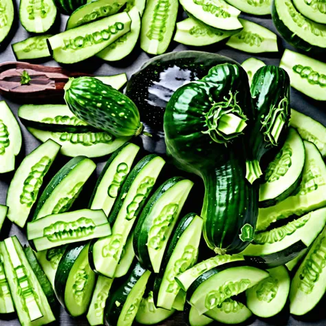 there is a tray of sliced cucumbers and a spoon