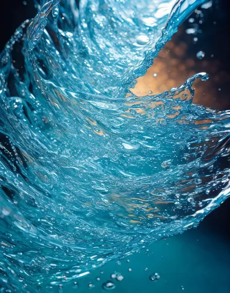 a close up of a wave with water bubbles coming out of it