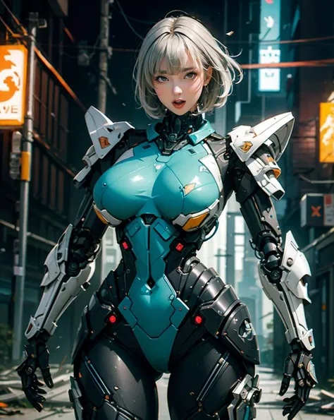 (cowboy shot), photo of a girl, (futuristic), silver, 
(curvy body), (huge breast:1.2), (thick thighs:1.2), cyan,
(stylish-pose:1.4), 
<lora:A-Mecha-REN[color_theme,mecha musume, mechanical parts, robot joints,headgear,full armor]:0.4> mecha musume, mechan...