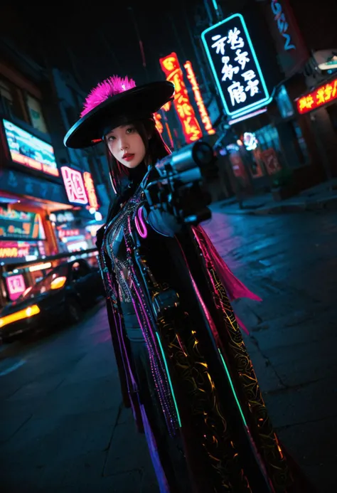 highres, 8k, absurdres, (looking at viewer:1.4),
1girl, solo, jewelry, long hair, outdoors, hair ornament, saber, Wearing cyberpunk clothing. Futurism, Anti Utopia, Metal, Neon<lora:MengX_girl_Mix_V40:0.5> <lora:tangbohu-detailer_1.0:0.6>