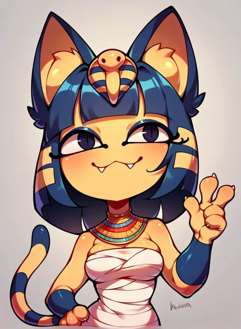 an egyptian cat with a headdress and a cat tail