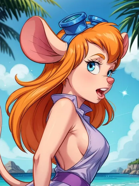 best quality, masterpiece,  <lora:CARTOON_gadget_hackwrench_ownwaifu:0.9> CARTOON_gadget_hackwrench_ownwaifu,
1girl, furry female, long hair, orange hair, blue eyes, bangs, sidelocks, buck teeth, animal ears, mouse ears, animal nose, mouse tail, body fur, ...