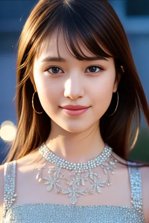 1girl,(wearing a sleeveless glittery evening dress:1.2),(RAW photo, best quality), (realistic, photo-realistic:1.4), masterpiece, an extremely delicate and beautiful, extremely detailed, 2k wallpaper, Amazing, finely detail, extremely detailed CG unity 8k ...