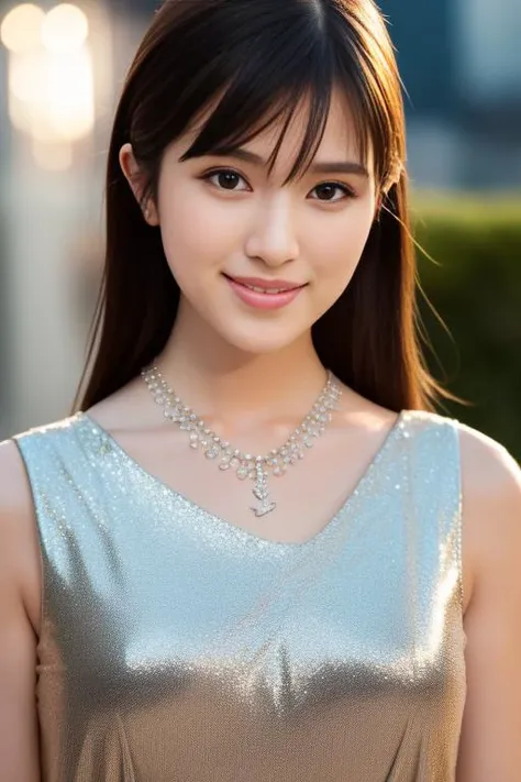 1girl,(wearing a sleeveless glittery evening dress:1.2),(RAW photo, best quality), (realistic, photo-realistic:1.4), masterpiece, an extremely delicate and beautiful, extremely detailed, 2k wallpaper, Amazing, finely detail, extremely detailed CG unity 8k ...