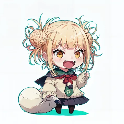 anime girl with blonde hair and a bow holding a cat