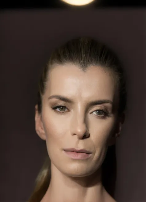 a close up of a woman with a very long hair