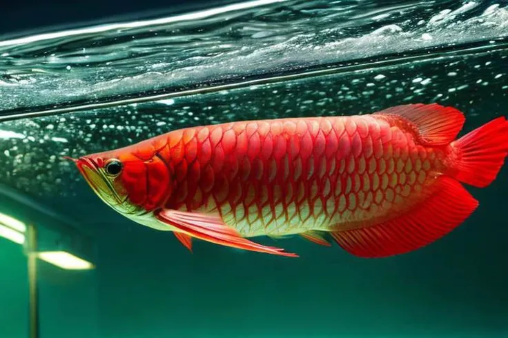 a close up of a red fish in a tank with water