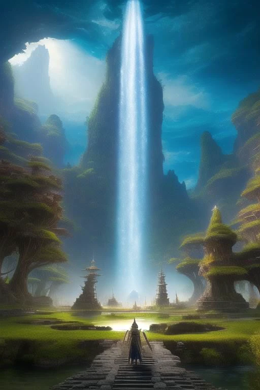 (masterpiece, high quality, highres), hyper fantasy scene of giant heroes gazing upon the inner sun in (Agartha:1.3), magnificent underworld landscape, alternative archituture, surreal flora and fauna, best aesthetic, new, newest, original, epic creative, ...