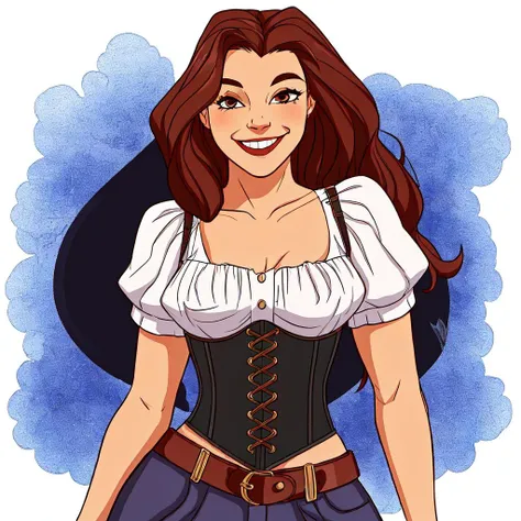 corset belt <lora:btcorbel:0.75>, 1girl, smiling