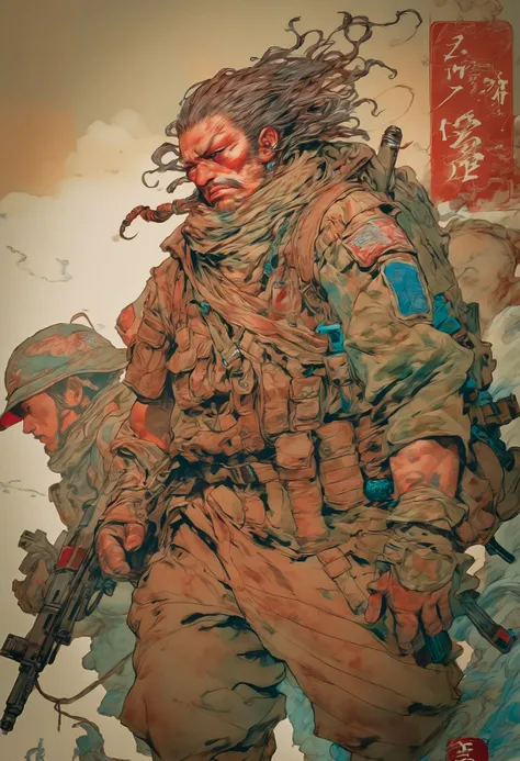 Drawing inspiration from modern masters like Katsuya Terada, Long, weary lines of soldiers trudging back from the front, shadows of the men they once were, deep digital painting layers,meticulous detailing,soft ambient lighting, vibrant colors