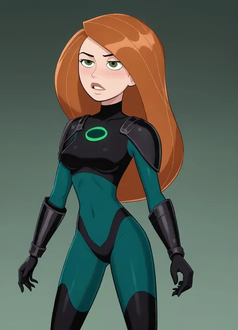 a cartoon of a woman in a green and black suit