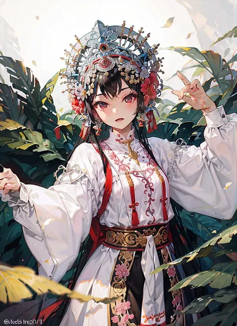 anime girl in traditional dress with a flower crown on her head