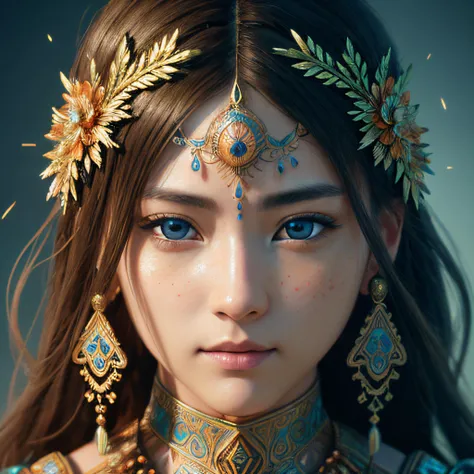 (((perfect natural highly detailed eyes))), (((beautiful highly detailed eyes))) , a hyper realistic ultra detailed photograph of a beautiful  Mayan warrior , exquisite detail, Beautiful anime waifu style girl, hyperdetailed painting, luminism, art by Carn...