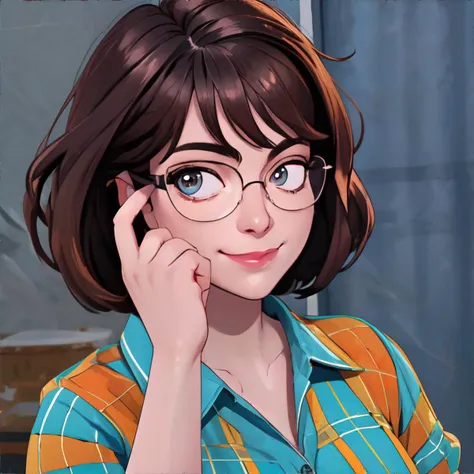 anime girl with glasses talking on a cell phone