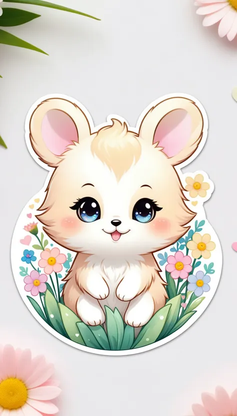 a close up of a sticker with a small animal on it