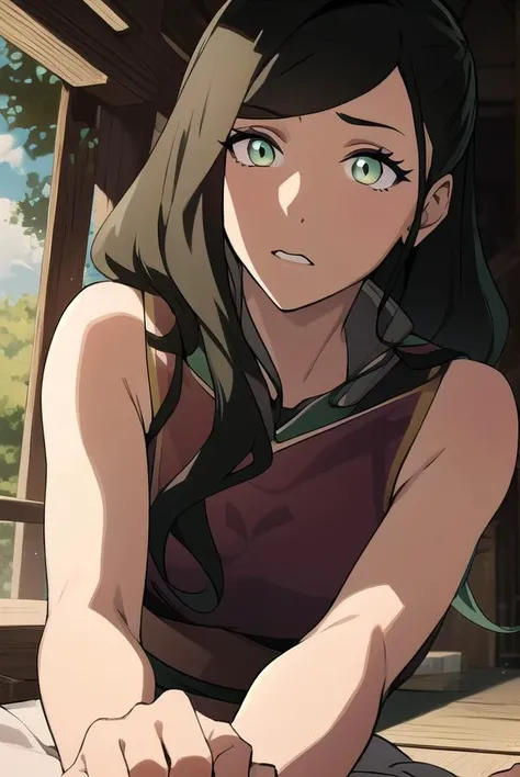 korraasami, <lyco:asami-lyco-nochekaiser:1>, 
asami, long hair, (green eyes:1.5), (black hair:1.5),
BREAK hair ornament, dress, sleeveless, makeup, chinese clothes, lipstick,
BREAK looking at viewer,
BREAK outdoors, 
BREAK <lyco:GoodHands-beta2:1>, (master...