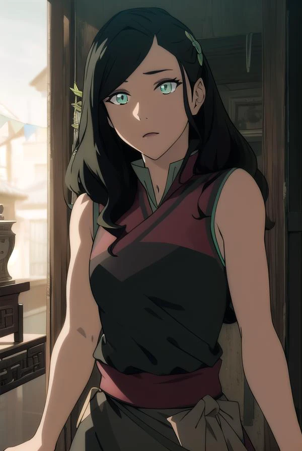 korraasami, <lyco:asami-lyco-nochekaiser:1>, 
asami, long hair, (green eyes:1.5), (black hair:1.5),
BREAK hair ornament, dress, sleeveless, makeup, chinese clothes, lipstick,
BREAK looking at viewer,
BREAK outdoors, 
BREAK <lyco:GoodHands-beta2:1>, (master...