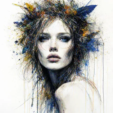 Sultry seductress at party, by Minjae Lee, Carne Griffiths, Emily Kell, Steve McCurry, Geoffroy Thoorens, Aaron Horkey, Jordan Grimmer, Greg Rutkowski, amazing depth,high resolution, ink painting