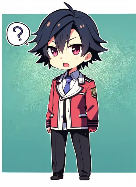 chibi, rean schwarzer, sen1rean, school uniform, necktie, black pants, open mouth, full body, looking at viewer, spoken question mark,  <lora:rean-nvwls-v1:0.9> <lora:yuzusoft-chibiV2:0.5>