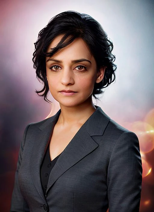 portrait of skswoman, guilty , wearing suit , with Side-swept bangs , background court, epic (photo, studio lighting, hard light, sony a7, 50 mm, matte skin, pores, colors, hyperdetailed, hyperrealistic), <lyco:Archie Panjabi:1.1>