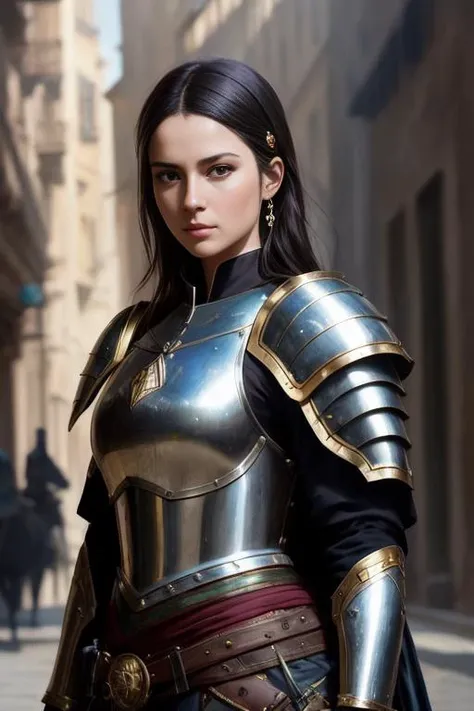 modelshoot style, (extremely detailed CG unity 8k wallpaper), full shot body photo of the most beautiful artwork in the world, medieval armor, professional majestic oil painting by Ed Blinkey, Atey Ghailan, Studio Ghibli, by Jeremy Mann, Greg Manchess, Ant...