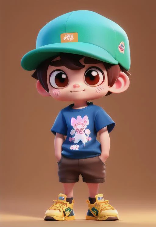 <niji-se-3d>, 1boy, cute, good body shape, T-shirt, front view, full body, best quality