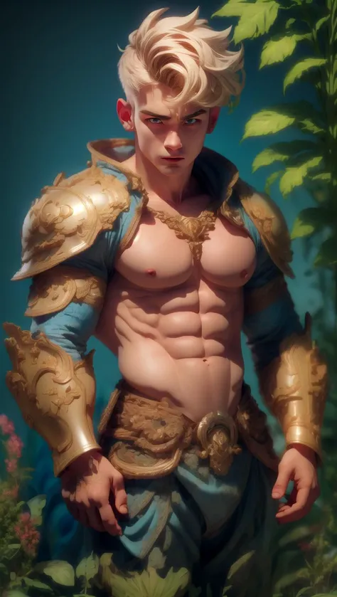 masterpiece, best quality, ultra high res, (((highly detailed))), male, muscle, (((navel hair))), fantasy, armor, shirtless, open clothes, (botanical garden) <lora:thoma:0.1> <lora:Silverjow_LoRA_network_20epoch_x768_SDv15_v2-012225:0.5> <lora:v3-3-256-con...