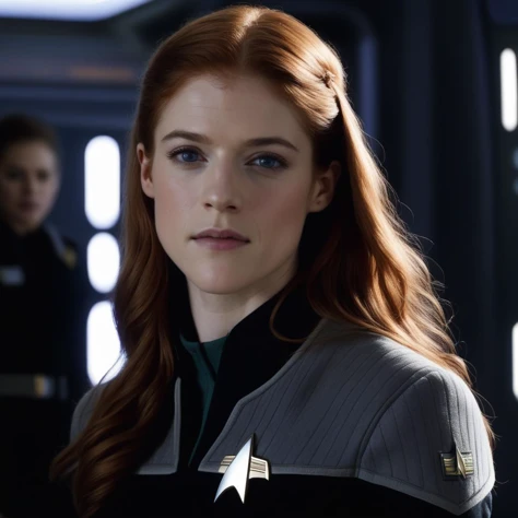 rose_leslie, <lora:RoseLeslieXL:0.4>, long hair, looking at viewer, blonde hair, wearing ds9st uniform, realistic, , <lora:DS9XLV21_16:0.4>, ((perfect eyes, detailed eyes,realistic eyes)), ((sharp face, detailed face, realistic face, naturtal skin, realist...