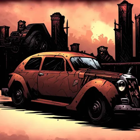 darkestdungeon artstyle, car