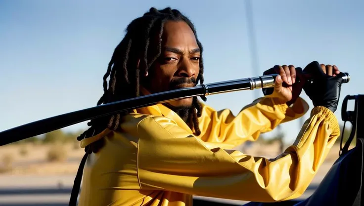 . snoop dog in a "Kill Bill" film. Ultra hd, high res photo, portrait photo, Annie Liebovitz, ultra realistic, 8k, detailed