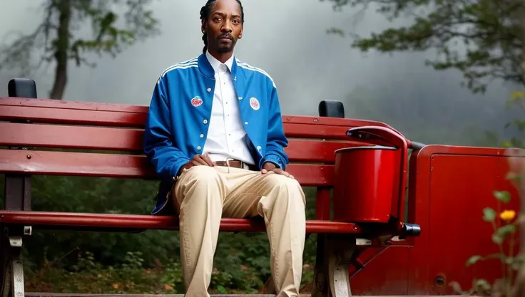 . snoop dog in a forrest gump Film. Ultra hd, high res photo, portrait photo, Annie Liebovitz, studio lighting, ultra realistic, 8k, detailed