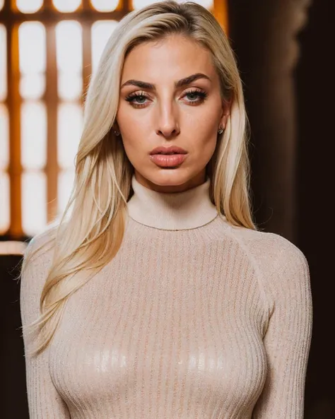 professional closeup photo portrait of azulhermos, an extremely sexy woman, (long sleeved turtleneck jumper1.2), in a medieval village, (8k, RAW photo, best quality, depth of field, ultra high res:1.2), (absurdres, intricate, photorealistic, masterpiece, u...